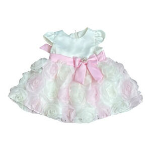 Rare Editions Pink Satin Baby Girls Soutache Dress 3-6 months